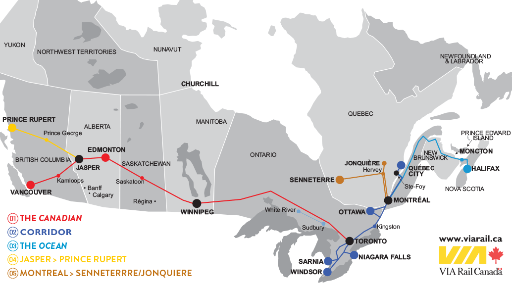 via rail canadian train routes