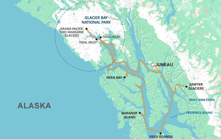 uncruise alaska glacier bay map